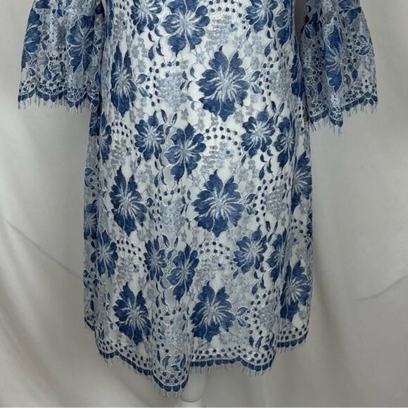 Jessica Howard Blue White Embroidered Lace Dress Size 6 - Picture 4 of 13